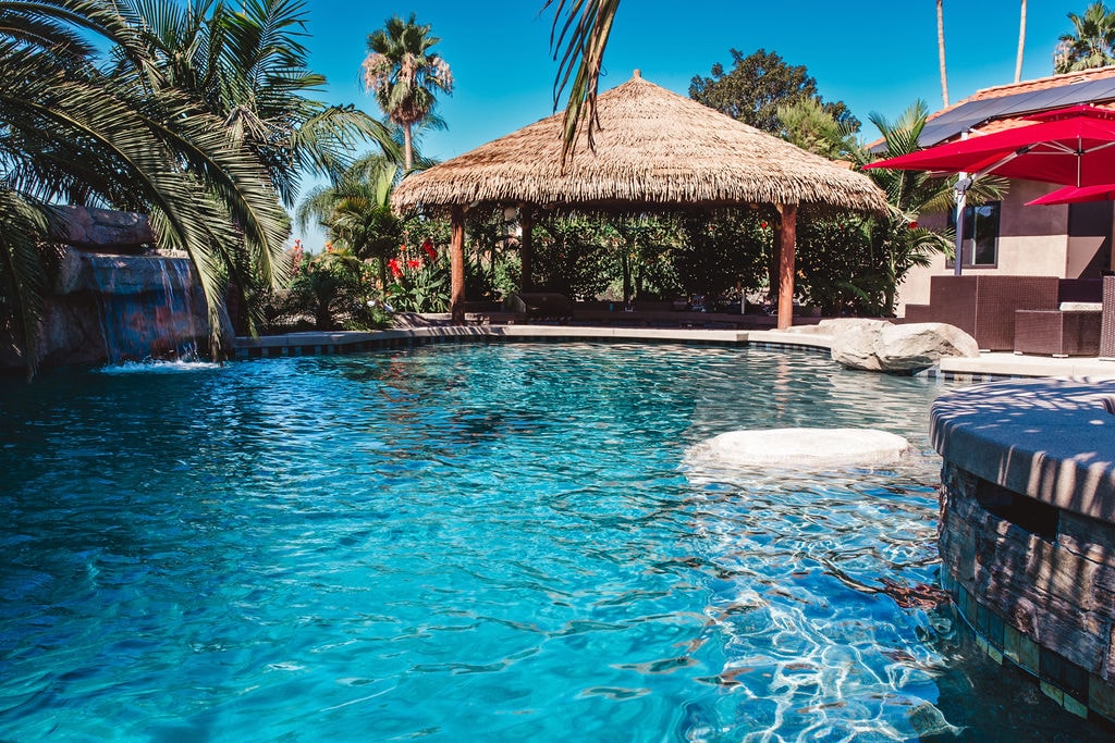 San Diego pool being replastered, fresh white plaster surface